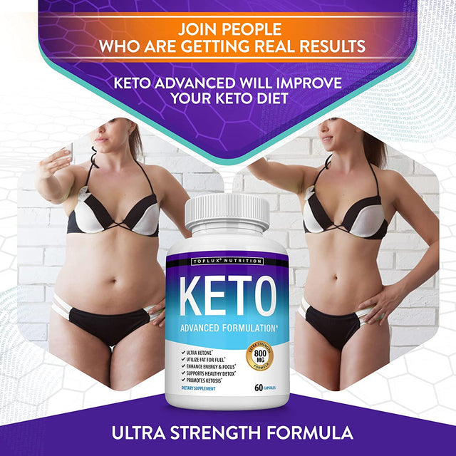 Toplux Keto Pills Ketosis Diet - Natural Ketosis Using Ketone & Ketogenic Diet, Support Energy & Focus, Support Keto Diet Perfect for Men Women, 60 Capsules, Supplement