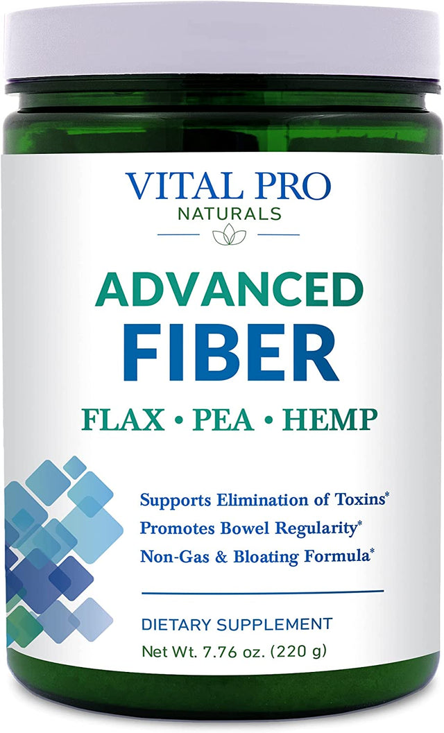 Vital Pro Naturals - Advanced Fiber Powder, Soluble and Insoluble Fiber Supplement with Flax, Pea and Hemp, Organic Daily Dietary Supplement Supports Gut Digestive Regularity 7.76 Oz