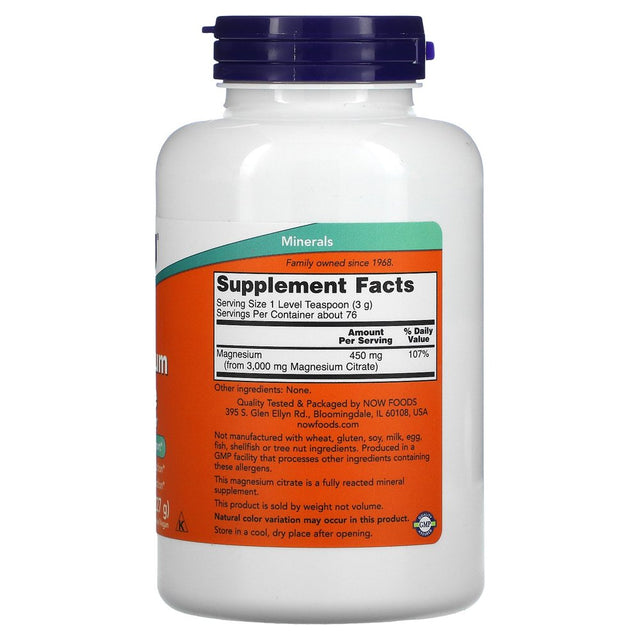 NOW Foods Magnesium Citrate Pure Powder 8 Oz Pwdr