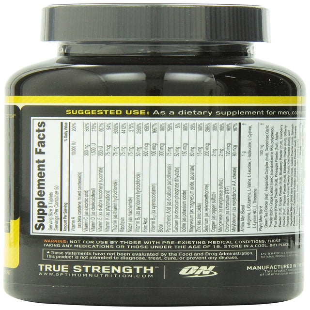 OPTIMUM NUTRITION Opti-Men, Mens Daily Multivitamin Supplement with Vitamins C, D, E, B12, 150 Count