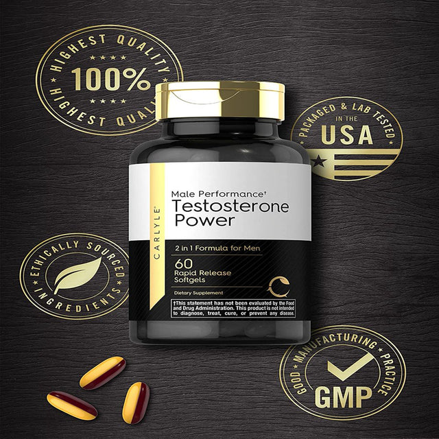 Testosterone Power for Men | 60 Rapid Release Softgels | by Carlyle