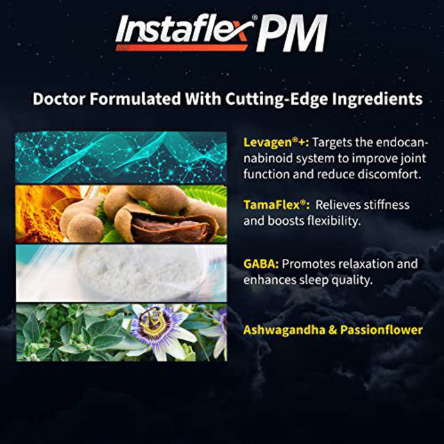 Instaflex PM Nighttime Joint Support with Levagen, Tamaflex, GABA, Ashwagandha, Passionflower Extract - 60 Capules