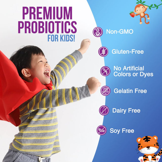 Probiotic for Kids Gummies - 5 Billion CFU with Lactobacillus & Bifidobacterium - Nature'S Kids Probiotics Gummy - Digestive Health & Immune Support, Berry Flavor, Gluten & Dairy Free - 60 Gummies