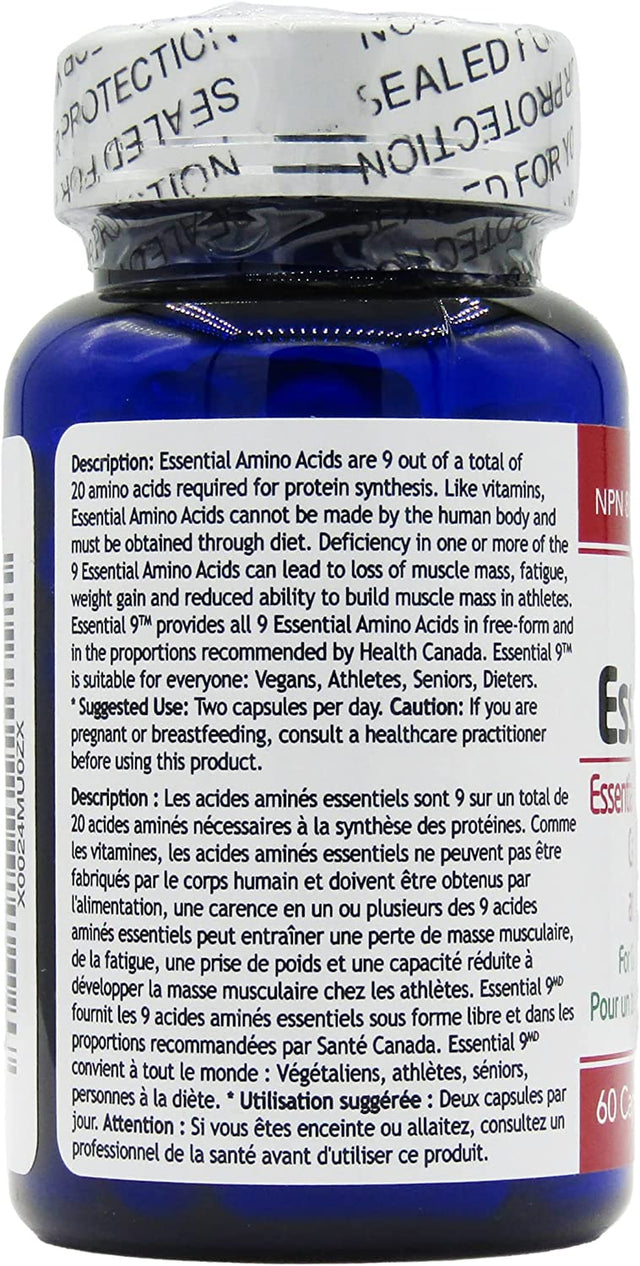 All 9 Essential Amino Acids. Sunshine Biopharma Offers the Ideal Essential Amino Acids Formulation as Tablets for General Wellness, Endurance, Improved Mood and Performance. Vegan Certified