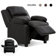 Deluxe Padded Kids Sofa Armchair Recliner Headrest Children W/ Storage Arm Black