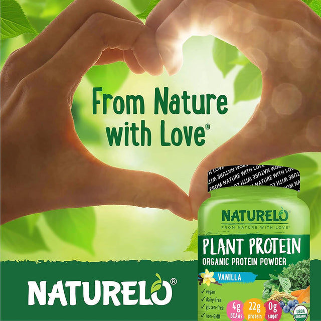 NATURELO Plant Protein Powder, Vanilla, 22G Protein - Non-Gmo, Vegan, No Gluten, Dairy, or Soy - No Artificial Flavors, Synthetic Coloring, Preservatives, or Additives - 20 Servings