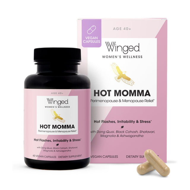 Winged Wellness Hot Momma Menopause Support Vegan Capsules, Women'S Supplement, 30 Servings, 60Ct