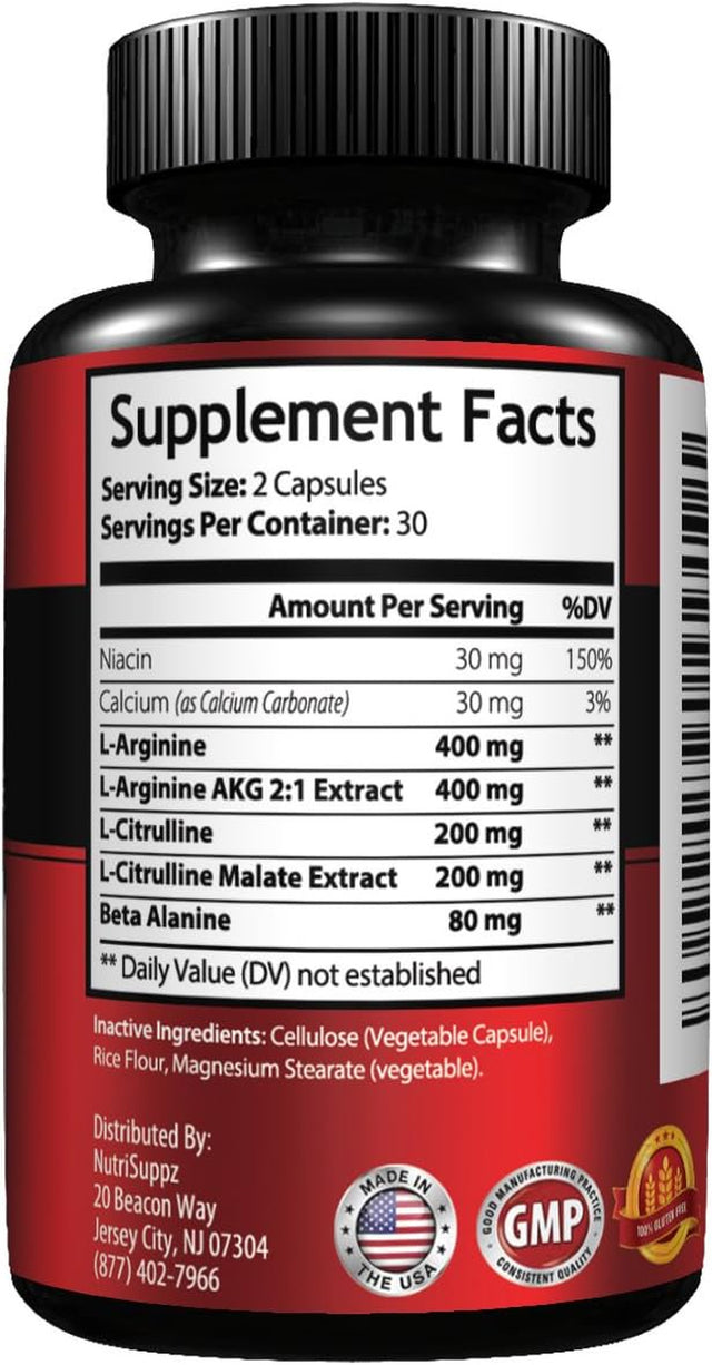 N.O Blast Nitric Oxide Supplement | L Arginine, L Arginine AKG, L Citrulline, Beta Alanine, L Citrulline Malate | Blood Circulation & Heart Health - Muscle Building Pre & Post Workout | Made in USA