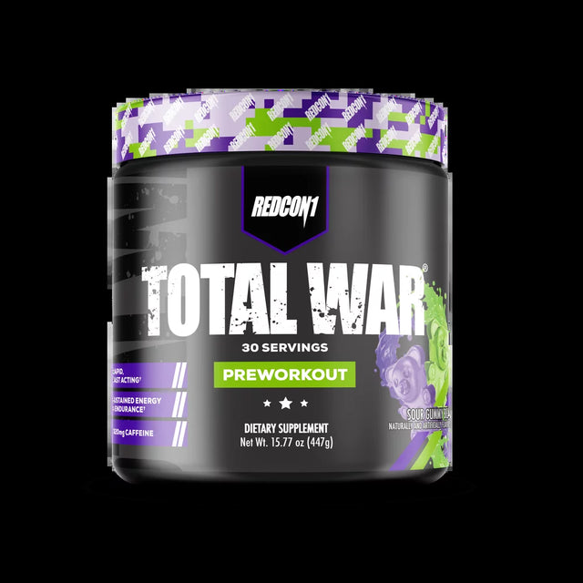 Redcon1 Total War Pre-Workout Powder, Sour Gummy Bear, 30 Servings