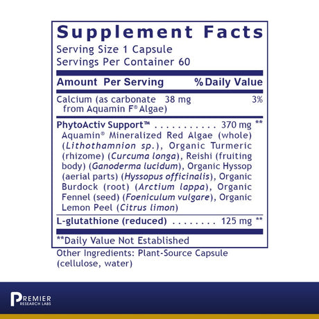 Premier Research Labs Glutathione Complex - Supports Natural Detoxification, Liver & Immune Health - Contains Turmeric, Reishi, Hyssop, Burdock, Fennel & Lemon Peel - 60 Plant-Source Capsules