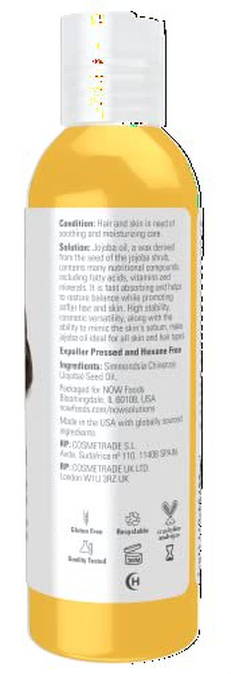 NOW Solutions, Jojoba Oil, 100% Pure Moisturizing, Multi-Purpose Oil for Face, Hair and Body, 4-Ounce