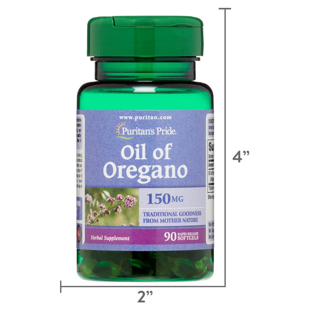 Puritan'S Pride Oil of Oregano Herbal Supplement 150Mg, Green, 90 Count, Softgels