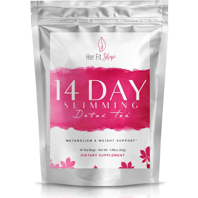 Her Fit Shape -- 14 Day Slimming Tea Detox - Boost Weight Loss - Suppress Appetite - Reduce Bloating - Gentle Cleansing to Promote Digestive Health (14 Tea Bags - 3G Ea)