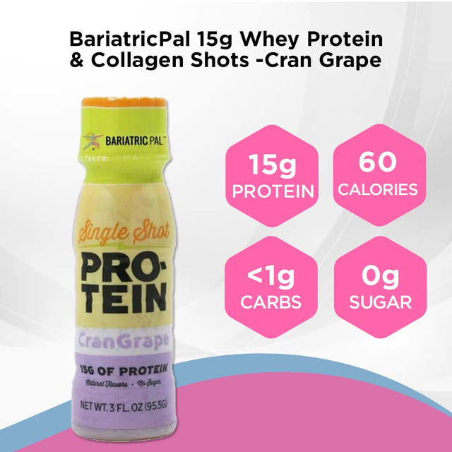 Bariatricpal Ready-To-Drink 15G Whey Protein & Collagen Shots - Cran Grape (12 Bottles)