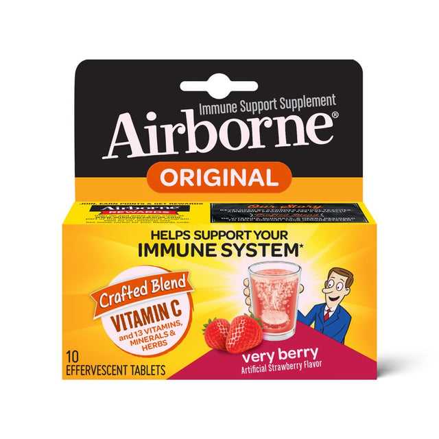 Airborne 1000Mg Vitamin C Immune Support Effervescent Tablets, Very Berry Flavor, 10 Count