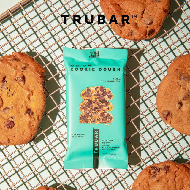 TRUBAR Vegan Protein Bars - Soy Free, Dairy Free, Gluten Free Protein Bars - No Sugar Alcohols - Non-Gmo - 12G of Protein - Oh Oh Cookie Dough - 12 Count