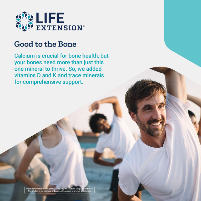 Life Extension Bone Restore Elite with Super Potent K2 - Clinically Studied Vitamin K2 Dose & Calcium, Promotes Bone Health & Density - Gluten-Free, Non-Gmo - 120 Capsules