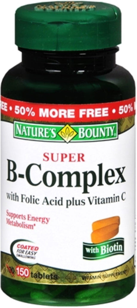 Nature'S Bounty B-Complex with Folic Acid plus Vitamin C, Tablets 150 Ea (Pack of 3)