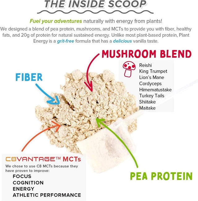 SFH Plant Based Protein (Vanilla) | 20G of Vegan Pea Protein with Mushrooms, Fiber, Mcts for Energy Support & Muscle Recovery | Gluten Free, Soy Free, No Artificial Flavors & No Added Sugar | 1.5Lb