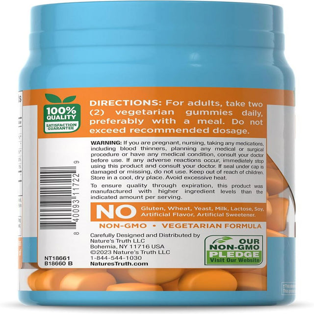 Vitamin K2 + D3 + Calcium Gummies | 50 Count | Vegetarian, Non-Gmo & Gluten Free Supplement | Natural Peach Mango Flavor | by Nature'S Truth