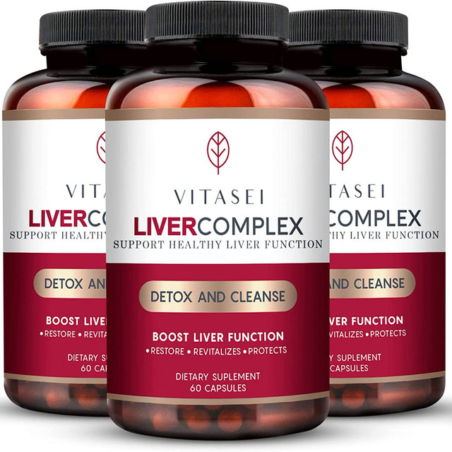 Vitasei Liver Cleanse Detox & Repair, Liver Complex W/Milk Thistle Extract, Garcinia, Curcumin C3, Bioperine, Support Herbal Dietary Supplement, Detox Formula for Women & Men, 60 Capsules (Pack of 3)