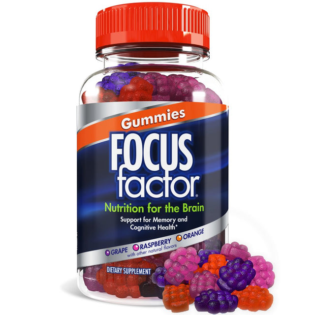 Focus Factor Gummies, 60 Count - Brain Health Supplement with Phosphatidylserine, Bacopa, Huperzine