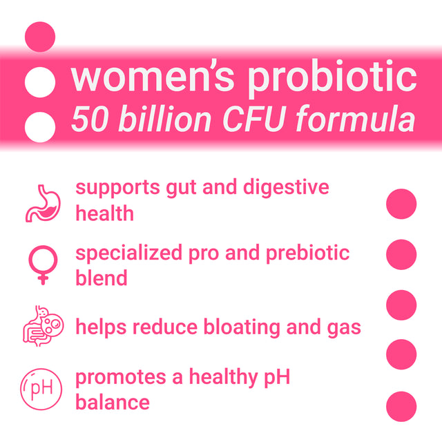 Probiotics for Women with Prebiotics - 50 Billion CFU - Formulated for Digestive, Immune & Feminine Support - 60 Capsules