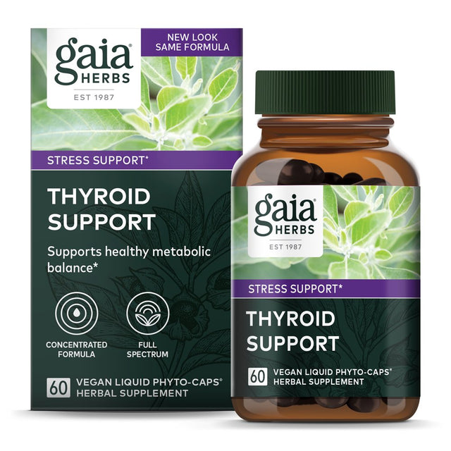 Gaia Herbs Thyroid Support - 60 Vegan Liquid Phyto-Caps (20-Day Supply)