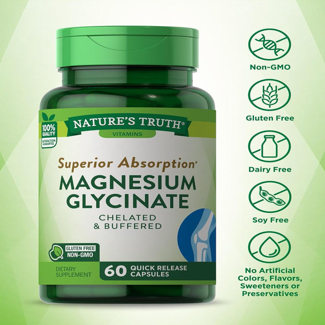 Magnesium Glycinate Capsules | 665Mg | 60 Count | Non-Gmo, Gluten Free Supplement | by Nature'S Truth