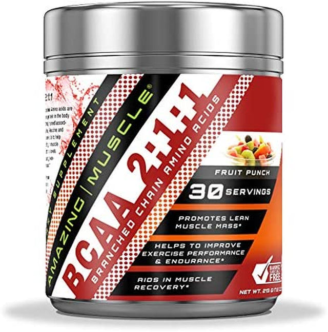 BCAA 2:1:1 Branched Chain Amino Acids Supplement | 6,000 Mg per Serving | Fruit Punch Flavor | 30 Servings