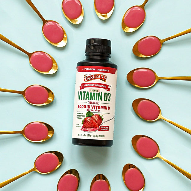 Barlean'S Seriously Delicious Strawberry Milkshake Vitamin D3 Supplement - Vegan, Sugar-Free, Non-Gmo, Gluten Free - 5.6 Oz