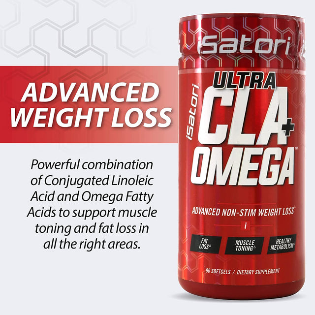 Isatori Ultra CLA - Omega 3 6 9 Safflower Oil Fish Oil Conjugated Linoleic Acid - Natural Weight Loss Exercise Enhancement Fat Burner Muscle Toner - Stimulant Free Dietary Supplement - 90 Softgels