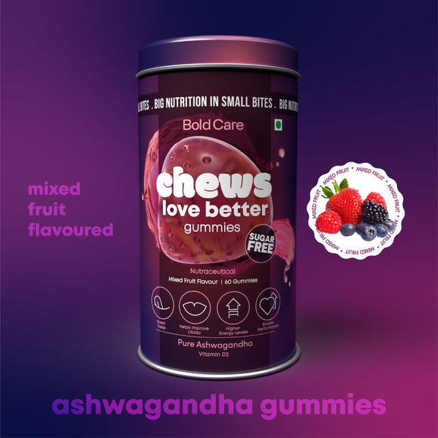 BOLD CARE Ashwagandha Extract Gummies to Lower Stress Levels and Increases Vitality, Energy, 60 Count, Mixed Berry Flavor