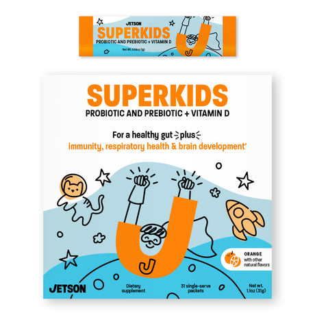 Jetson Superkids Daily Kids Probiotic Supplement for Digestive Health 4 Billion CFU, 31 Ct