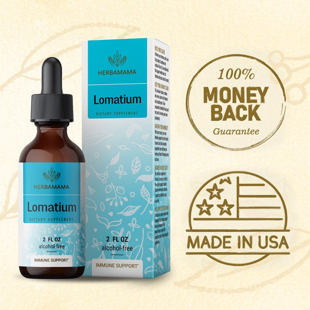 HERBAMAMA Lomatium Liquid Extract - Immune Support, Respiratory & Joint Health Tincture - 2 Fl. Oz