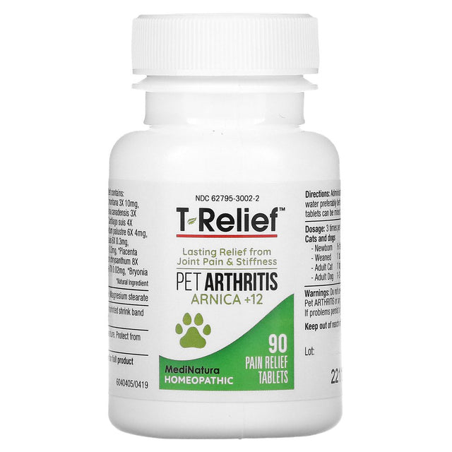 Medinatura T-Relief Pet Arthritis Pain and Stiffness Reliever, 90 Tabs