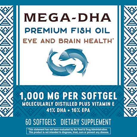 Natureâ€™S Way Mega-Dha Premium Fish Oil, Eye and Brain Health*, Omega-3, 60 Softgels