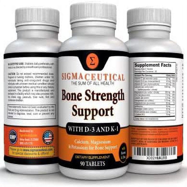 Sigmaceutical Bone Strength Calcium Supplement - Bone Health Boron Supplement - Calcium with Vitamin D3 - Calcium Magnesium Zinc - 90 Tablets