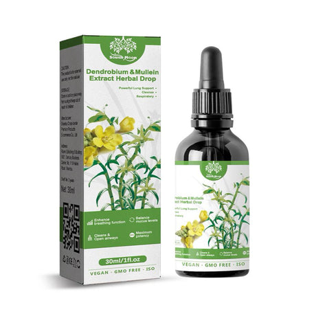 Dendrobium & Mullein Extract - Powerful Lung Support USA & Respiratory Cleanse Drops & in Made Herbal C8V8 - - C6G1