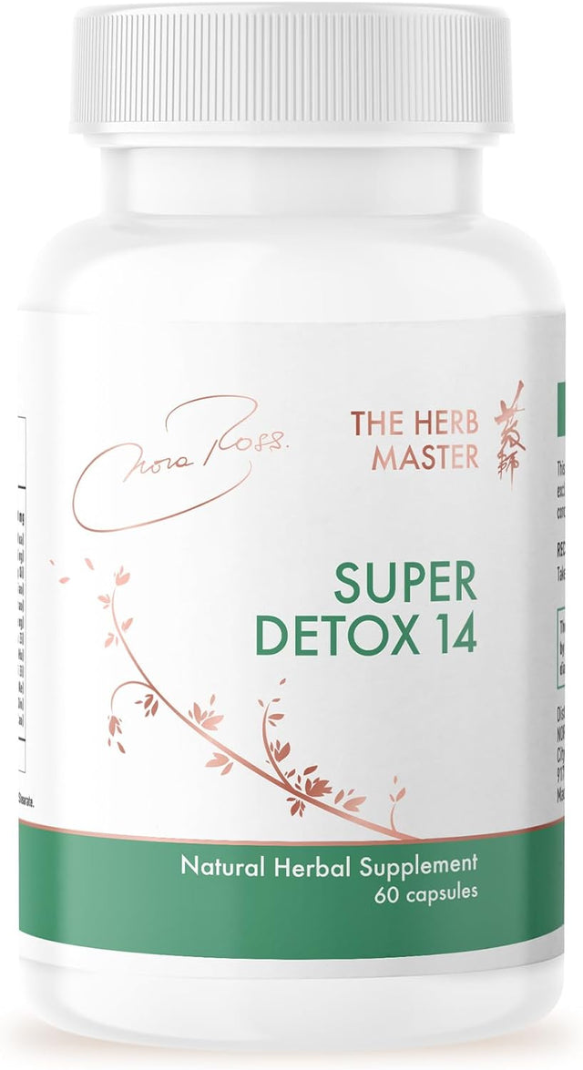 Nora Ross Super Detox 14 Supplement for Healthy Liver with Gardenia Root, Forsythia, Astragalus Root, Herbal Support Capsule for Men, Women & Seniors, No Artificial Ingredients, 60 Capsules