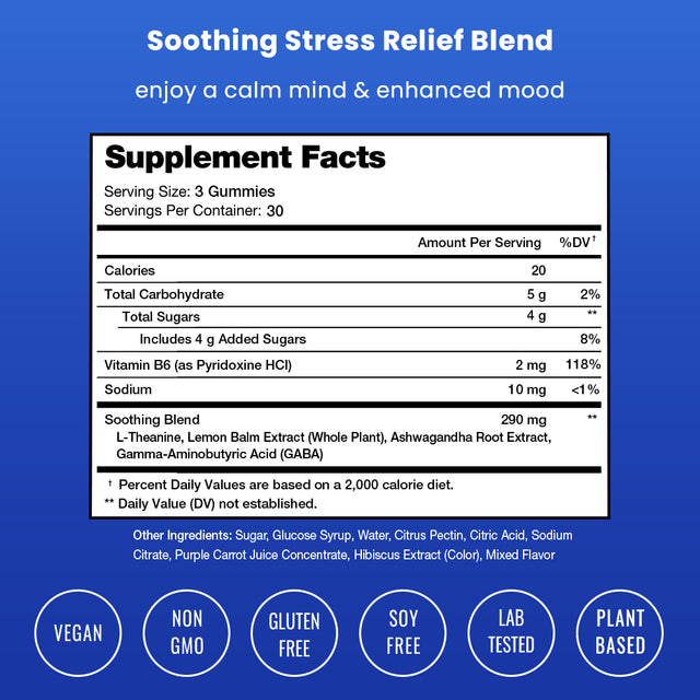 Nutrachamps Calm Gummies | Stress Gummies Supplement with Ashwagandha, L-Theanine, GABA, Vitamin B6 & Lemon Balm | Supports Mood, Focus & Stress Relief | Vegan & Non-Gmo | Natural Berry | 90 Gummies