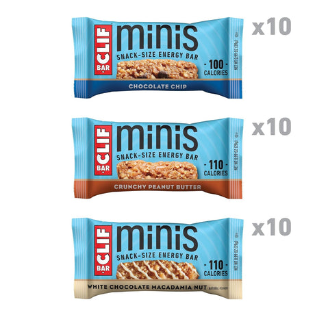 CLIF BAR Minis - Variety Pack - Made with Organic Oats - 4-5G Protein - Non-Gmo - Plant Based - Snack-Size Energy Bars - Amazon Exclusive - 0.99 Oz. (30 Count)