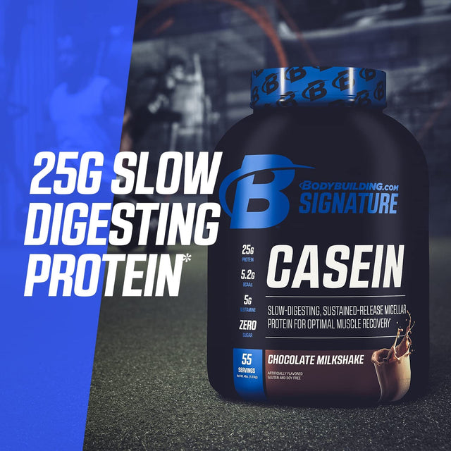 Bodybuilding Signature Casein Protein Powder | Chocolate Slow Release Micellar Casein | Rich in Amino Acid | 4Lbs, 55 Servings