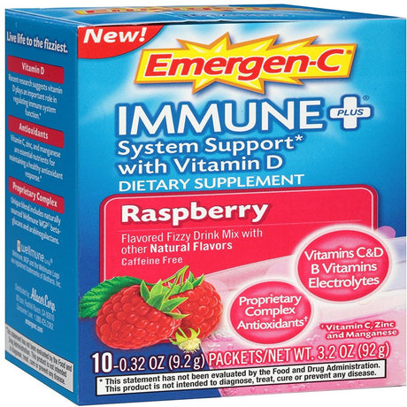 Emergen-C Immune+ System Support, Raspberry 10 Ea (Pack of 3)