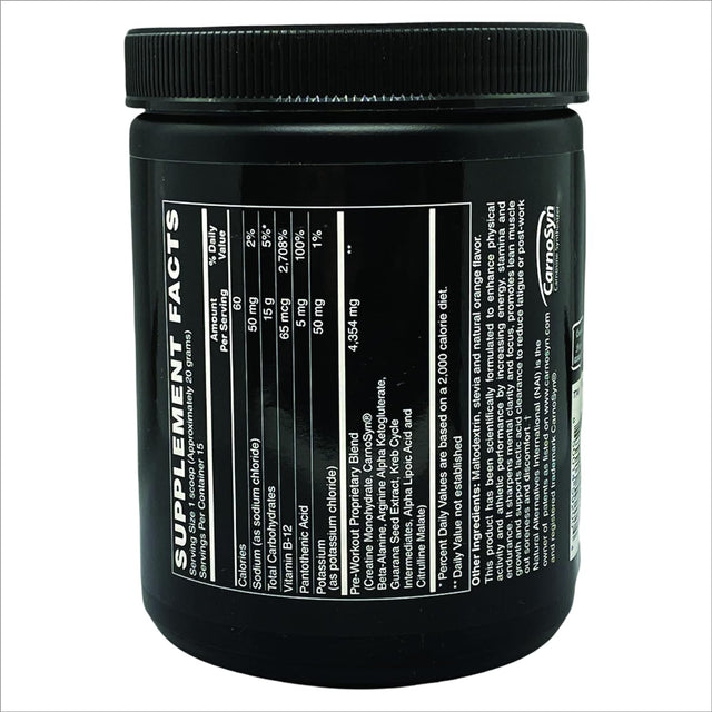 Pre-Workout Formula Fast-Acting Formula with Beta-Alanine, Creatine, Arginine, Kreb Cycle Intermediates, Guarana, Alpha-Lipoic Acid, and Citrulline