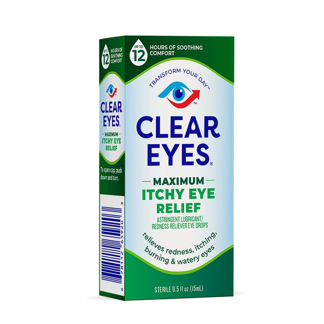 Clear Eyes Maximum Itchy Eye Relief Lubricant Eye Drops, 0.5 Fl Oz