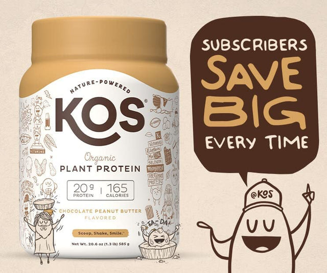 KOS Organic Plant Based Protein Powder, Chocolate Peanut Butter - Delicious Vegan Protein Powder - Keto Friendly, Gluten Free, Dairy Free & Soy Free - 1.3 Pounds, 15 Servings