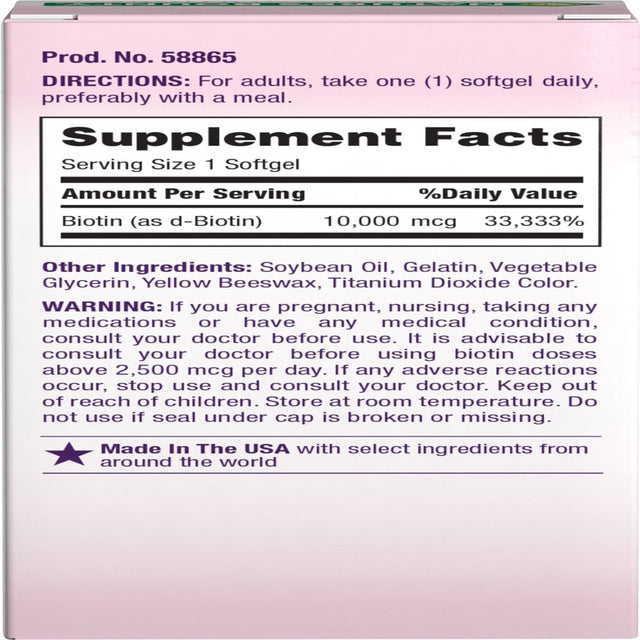 Nature'S Bounty Biotin 10,000 Mcg, Hair Skin and Nails, Softgels, 90 Ct