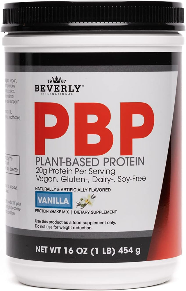 Beverly International PBP, Plant Based Protein. Vegan, Gluten, Dairy, Soy-Free. Great Vanilla Taste, Smooth, Easy to Digest, 21G Protein per Serving, (15 Servings) 1Lb. Complete Amino Acid Profile.