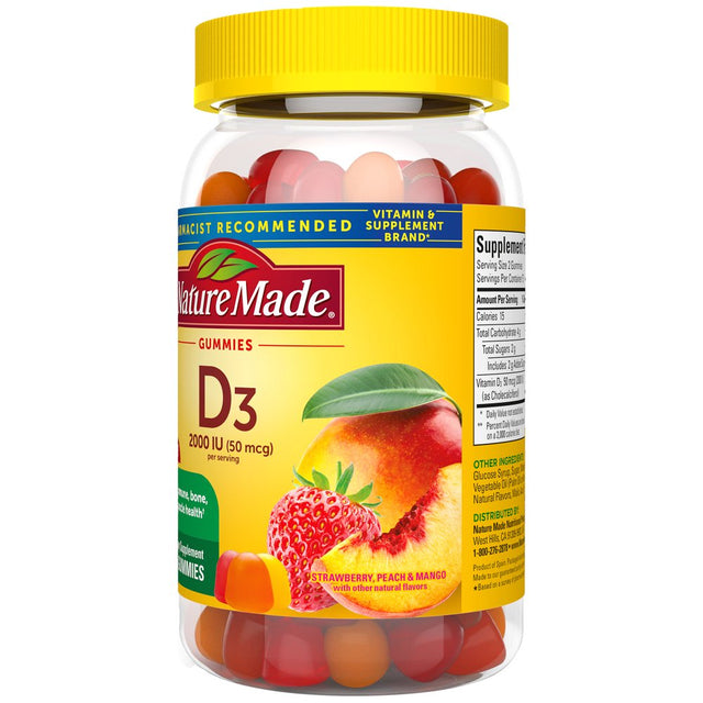 Nature Made Vitamin D3 2000 IU (50 Mcg) per Serving Gummies, Dietary Supplement for Bone and Immune Health Support, 150 Count